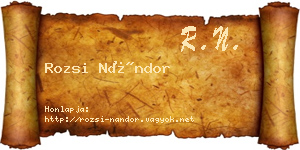 Rozsi Nándor névjegykártya